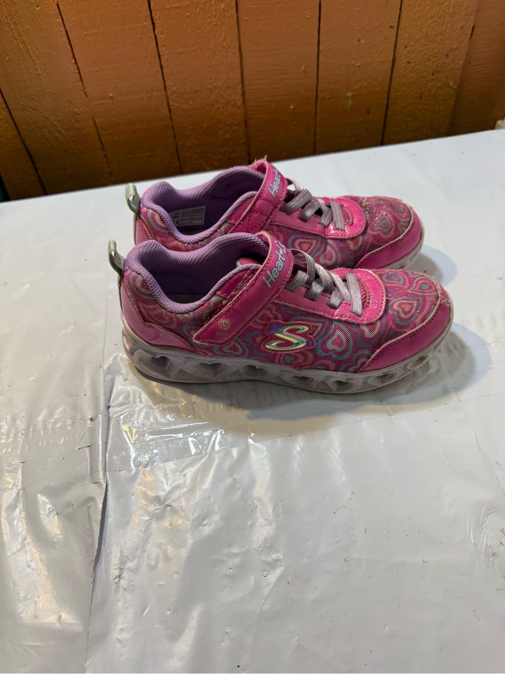 Skechers girls Heart Lights Boogie Love light up sneakers size 3Y